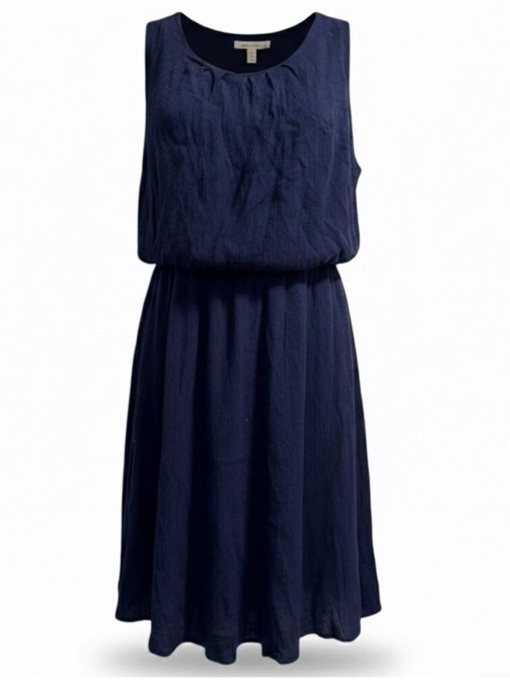 She + Sky Navy Blue Open Back Tank Dress Large | Smocked Waist